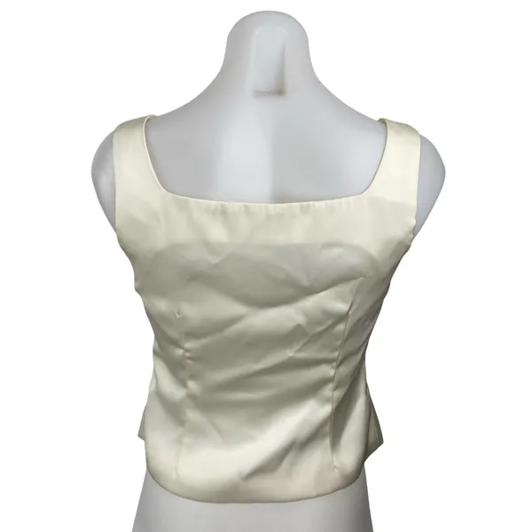 NEW Commense Ivory Silky Satin Sleeveless Button Up Crop Corset Cami Tank Top XS - Image 4