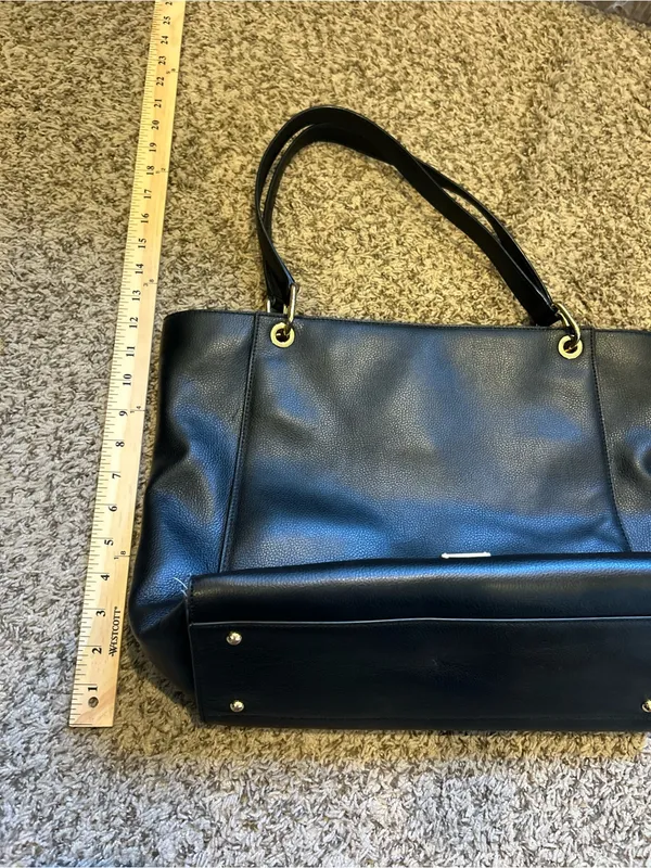 Lauren Ralph Lauren black pebbled leather oversized shoulder bag old money chic - Image 11