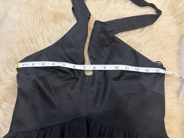 Y2K Bebe Mulberry Silk Black Halter Top Peplum Ruffle Layered Bustier Going Out - Image 7