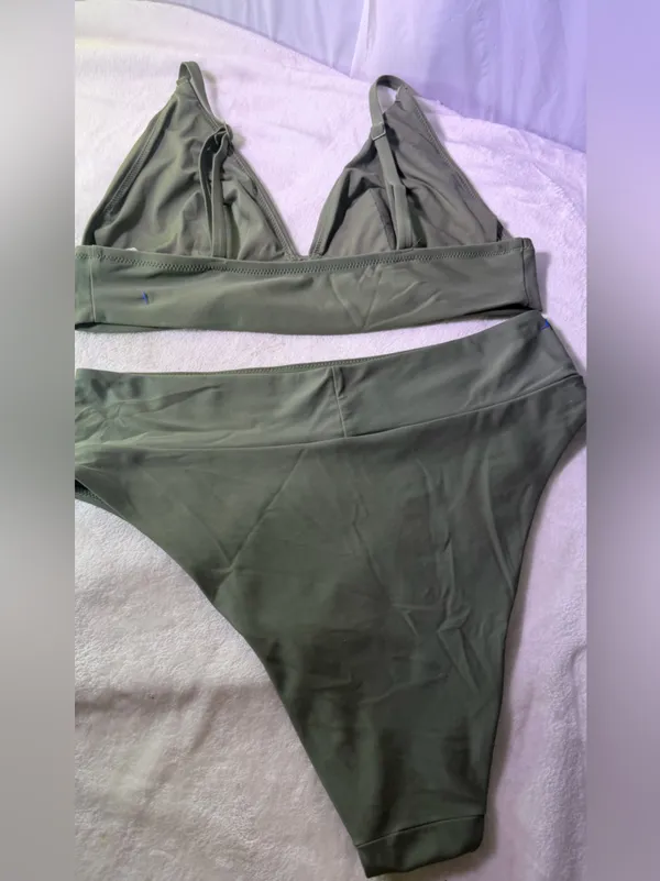 aerie Olive Green Lightweight Shirt-Style Bikini Set - Image 11