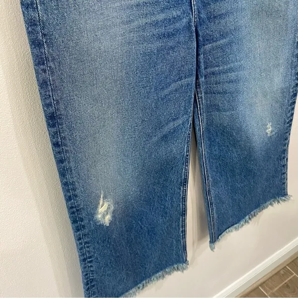 BDG Betty High Rise Distressed Raw Hem Wide Leg Cropped Culotte‎ Jeans Sz 28 - Image 6
