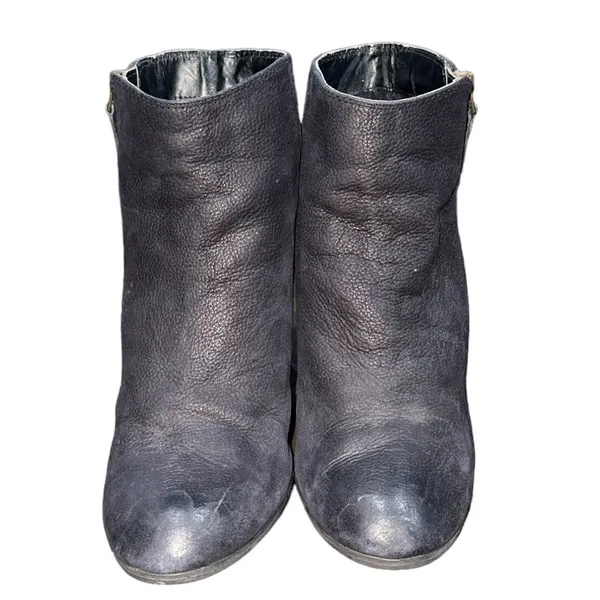 Women's Black Leather Ankle Heeled Boots Size‎ 5.5 - Image 3