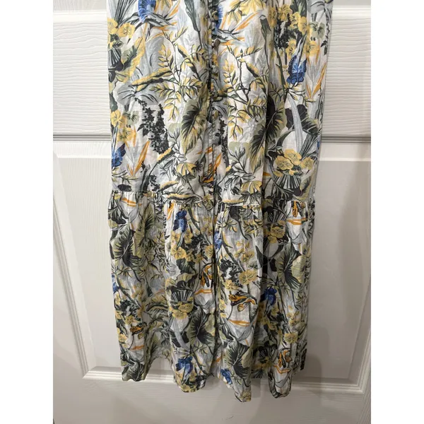 Abercrombie & Fitch Plunge Linen Blend Maxi Dress in Tropical Print, XS - Image 9