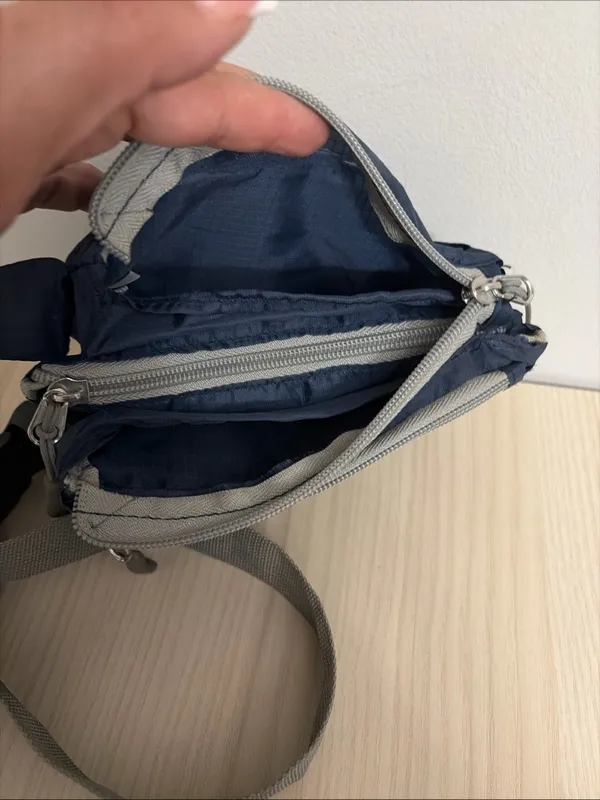 Travelon Navy Belt Bag with Gray Strap - Image 6