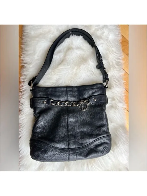 Coach Black Pebbled Leather Crossbody Bag – Style F19722 – Y2K Era Coach - Image 6
