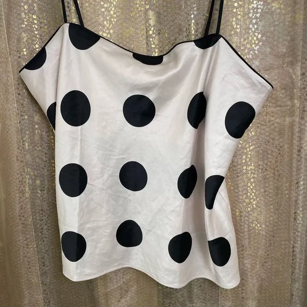 Victoria’s Secret Silky Ivory Black Polka Dot Camisole, L - Image 3