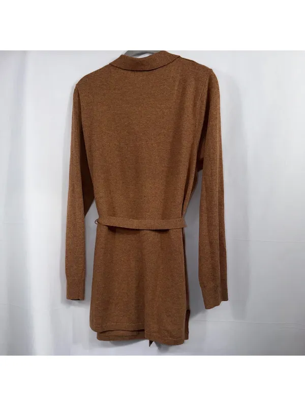 J.Crew Women’s Merino Wool Blend Belted Cardigan Sweater Size M Brown Longline - Image 8