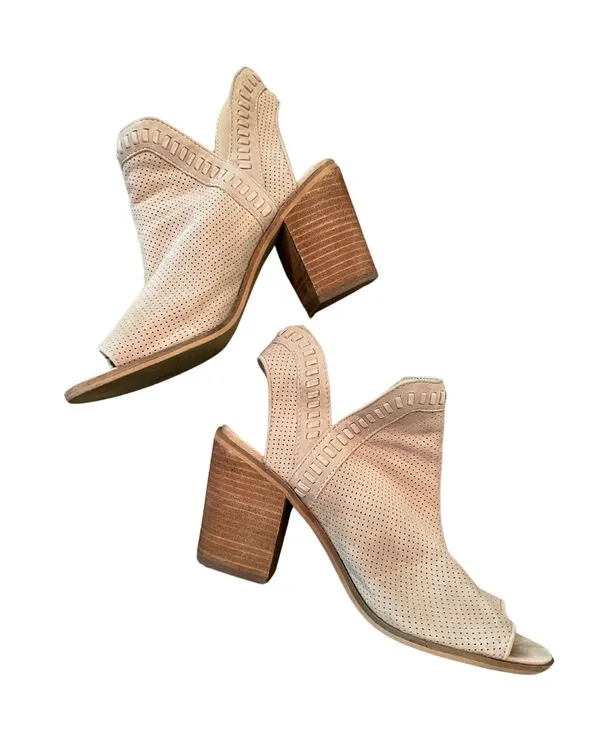 Peep Toe Suede Block Heels Size 8 - Image 3