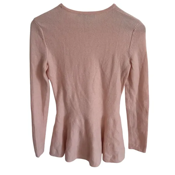 Antonio Melani Pink 100% Cashmere Peplum Crew Neck Sweater XS Long Sleeve - Image 2