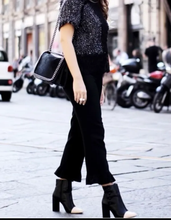 Zara Black High Heeled Ankle Boots with Cream Capped Toe - Image 7