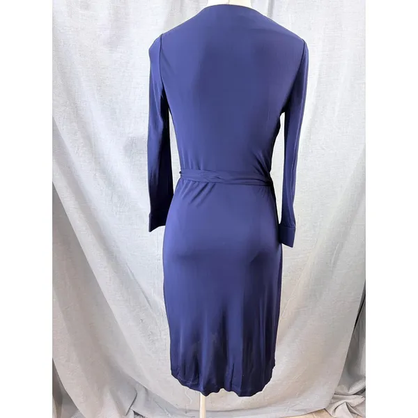 Diane von Furstenberg Navy Julian Wrap Dress 2 Long‎ Sleeve Office Classic DVF - Image 3