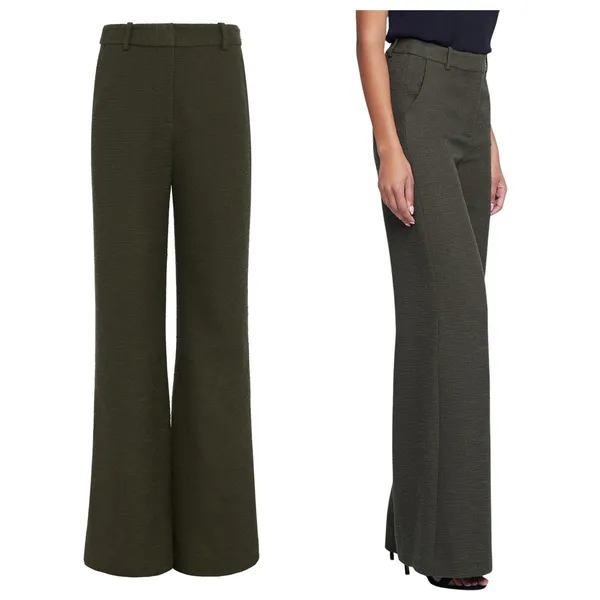 L’agence Pilar Tweed Wide Leg Pants Size 2 Green Textured Chic Quiet Luxury - Image 3