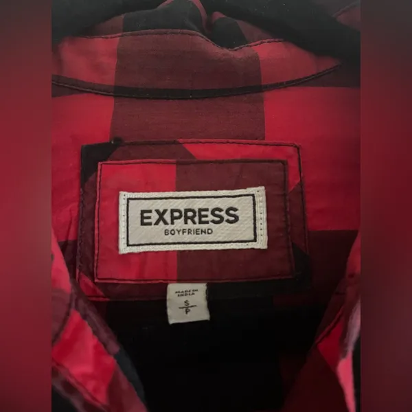 Vintage Express Red & Black Plaid Button-Up Shirt (Minor Flaw) - Image 6