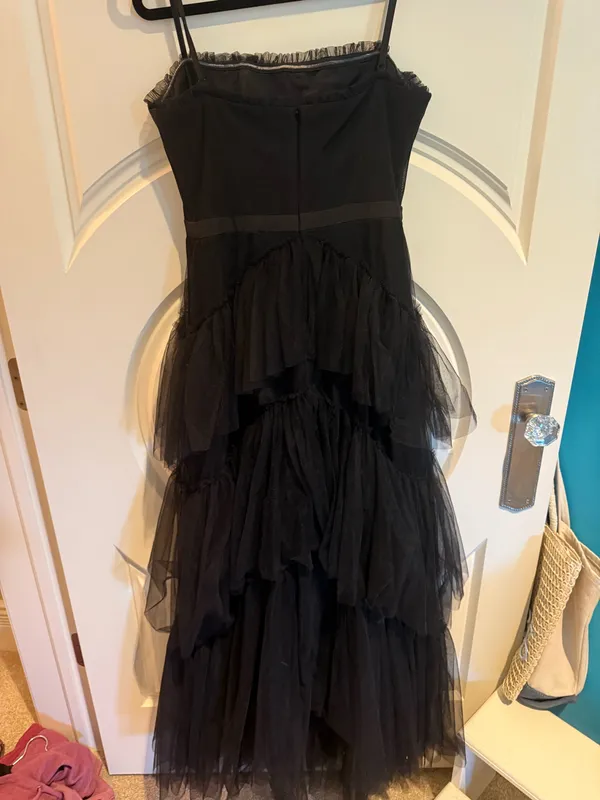 Betsy and Adam Black Ruffle Formal Dress - Image 3
