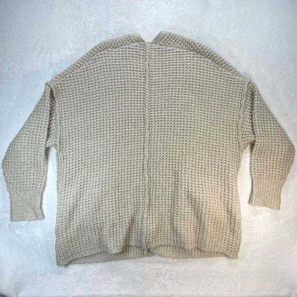 Anthropologie‎ Open Knit Cardigan Waffle Knit Cozy Layering Neutral Size M - Image 5
