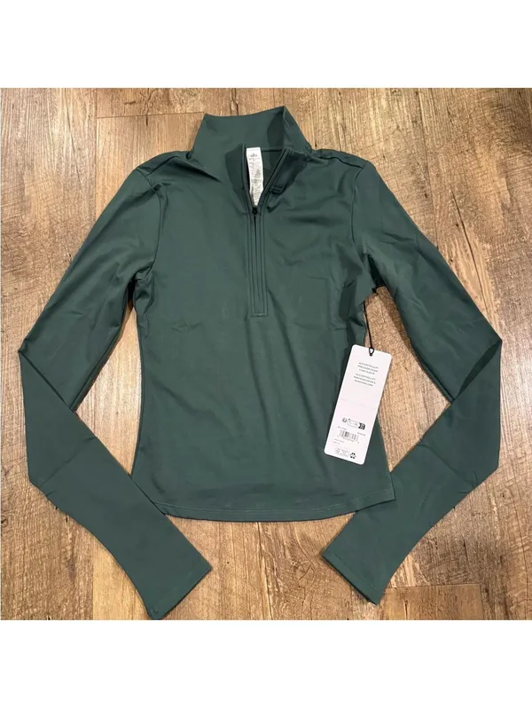 NWT ALO Yoga Softsculpt Precision 1/4 Zip Long Sleeve (Clover Green) Size XS - Image 2