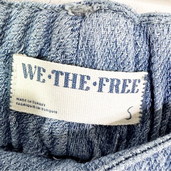 Free People Wide Leg High Rise Denim Light Wash Jeans Pullon Size S - Image 7