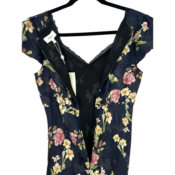Bohme Floral Cap Sleeve Maxi Navy Blue Lace Autumn Wedding Guest Dress‎ Feminine - Image 5