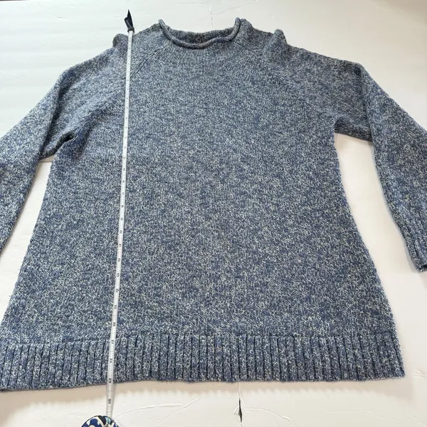 LL Bean Blue Cotton Ragg Funnelneck Pullover Tunic Sweater Size XL‎ - Image 11
