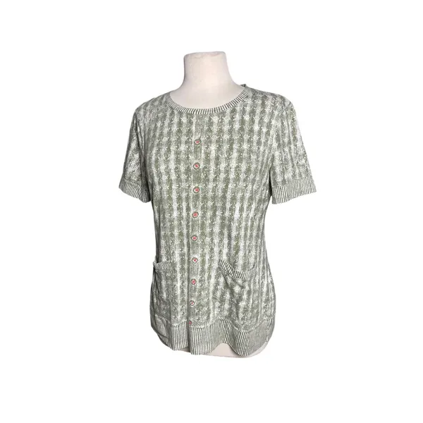 ANTHROPOLOGIE PILCRO Women’s Green Printed Front Pocket Knit Top - Image 4