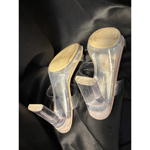 Dream‎ Pairs Clear Strap Block Heel Slide Sandals Nude Beige Size 8 like 9 - Image 9