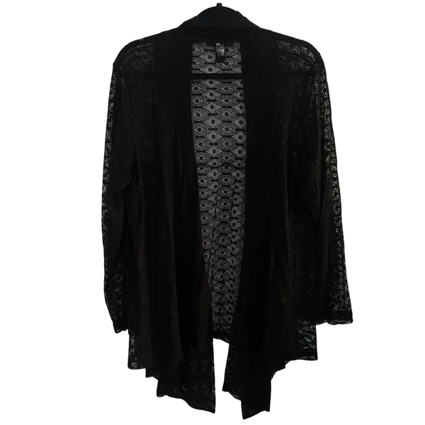 Cable Gauge Woman 1X Black Lace Duster Cardigan‎ Open Front Grandmacore Grunge - Image 5
