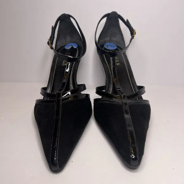 Vintage Y2K Lauren Ralph Lauren Winona Heels 7.5B Black T Strap Pointed Toe - Image 10