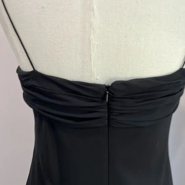 Y2k DressBarn Collection Black Ruffled‎ Bow Sequin Asymmetric Maxi Dress Sz 10 - Image 7