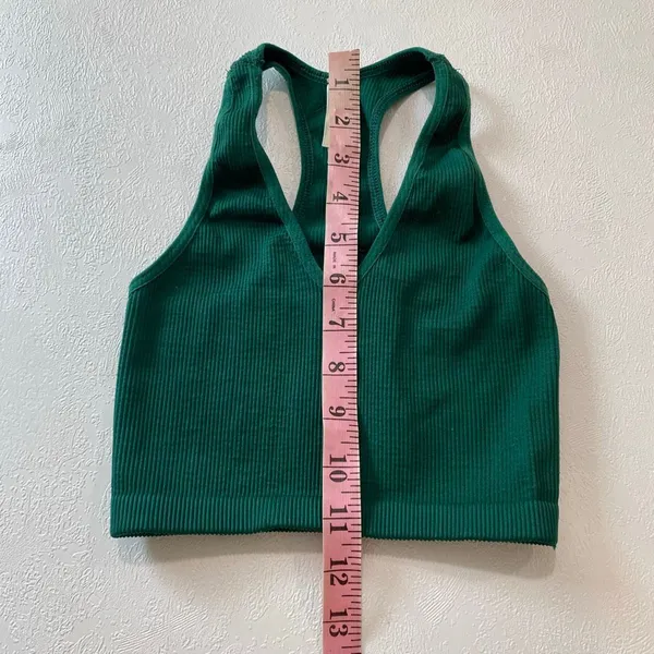 Free People FP Movement XS/S Green Ribbed V Neck Racerback Crop Top Bra - Image 6