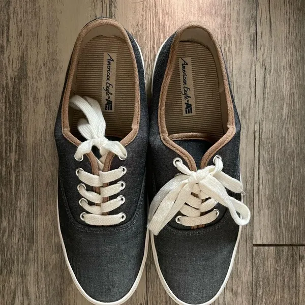 Sale!🔥🔥🔥 American Eagle denim shoes with light brown trim Size 8.5 - Image 2