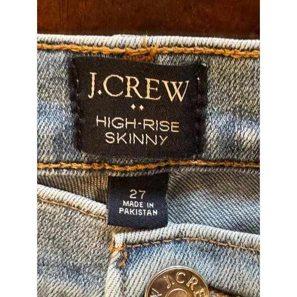 J Crew Jeans Women 27 Blue Denim Light Wash High Rise‎ Skinny Retro Preppy - Image 6