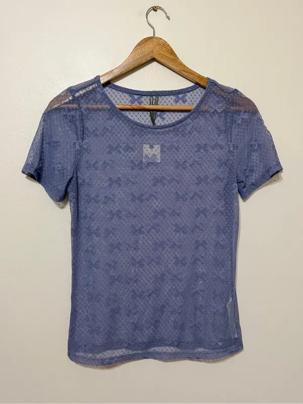 NWT Anthropologie Bow Short-Sleeve Sheer Top Size Small NEW - Image 2