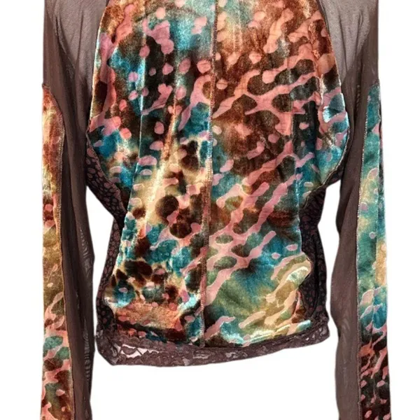 Jaipur Elegant velvet Brown and Orange cardigan extra lightweight size M - Image 4
