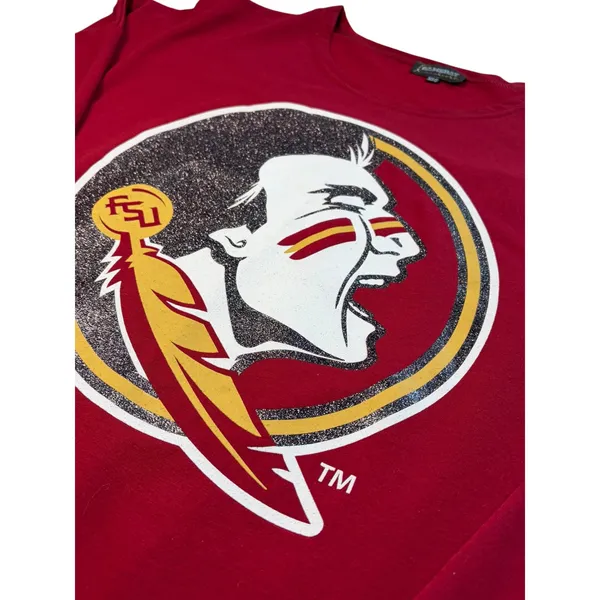 Gameday‎ Couture FSU Florida State Seminoles Leopard Glitter Top XS/S Oversized - Image 3
