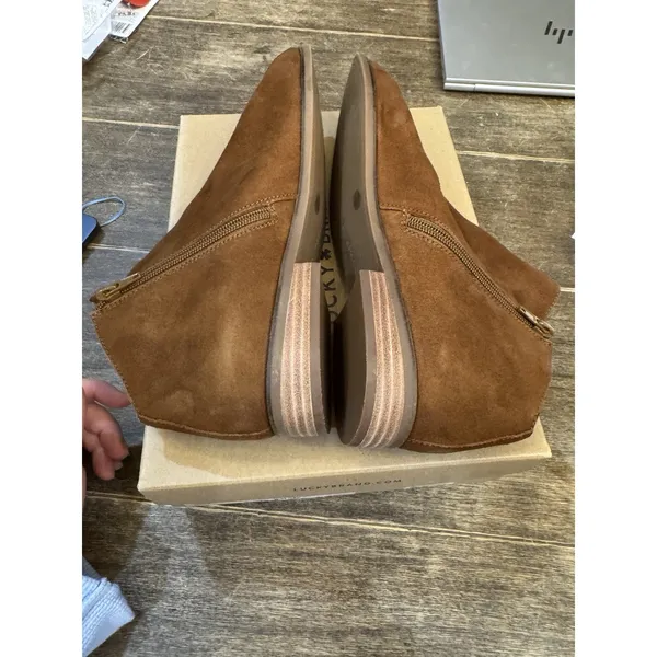 Lucky Brand Womens Jakeela Ankle Suede Brown Boots Shoes Size 10 Pointed Toe - Image 6
