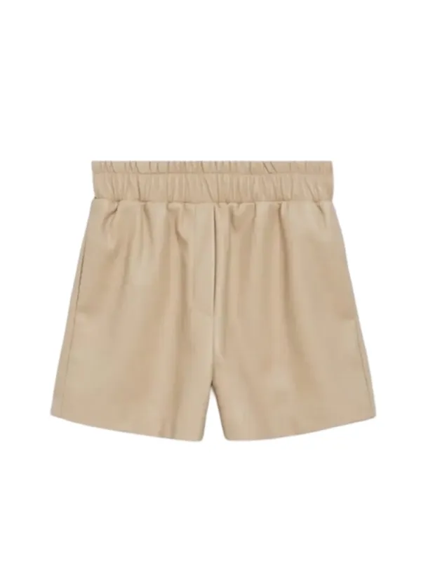 Mango High-Waist Faux Leather Tan Pull-On Shorts Size M NWT - Image 2