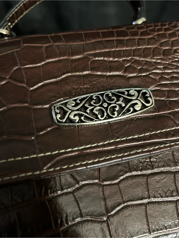 Rosetti Women’s Brown Croc-Embossed Top Handle Multi Pocket Handbag Purse - Image 11
