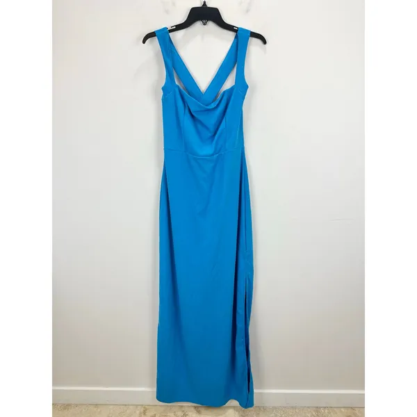 NEW Lulus Glamorous Dedication Blue Sleeveless Column Maxi Dress Formal XL - Image 5