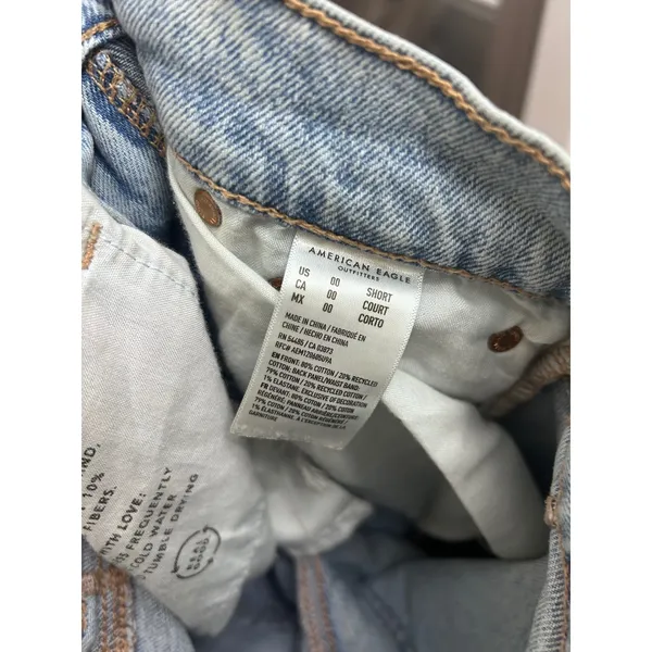 American Eagle Stovepipe Distressed Straight Leg Jeans Light Wash Blue 00 Short - Image 6