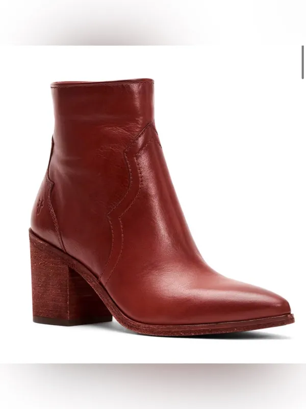 Frye Flynn Inside Zip Short Boots Red Clay Leather Western Festival Boho Size 7 - Image 9