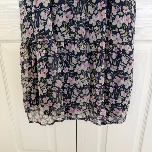 ASTR The Label V-Wire Sweetheart Floral Midi Dress Puff Sleeve Purple Navy - Image 6