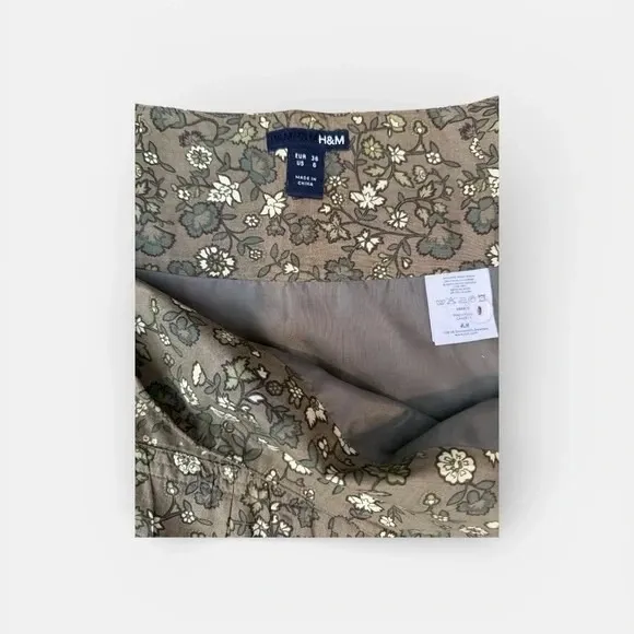 H&M Olive Floral‎ A-Line Skirt size 6 - Image 6