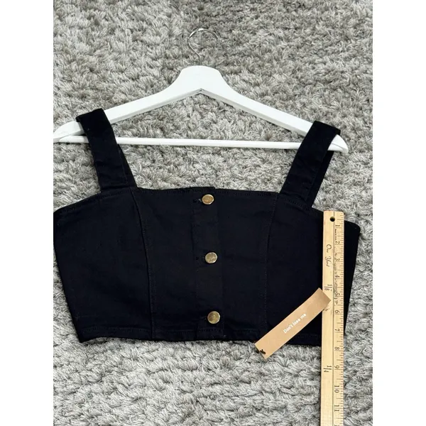 Reformation Chrissy Denim Crop Top Black Women’s Size 8 Button Front Tank NWT - Image 8