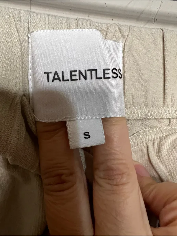 Talentless French Terry Bone Cream Wide Leg Lounge Sweatpants - Image 6