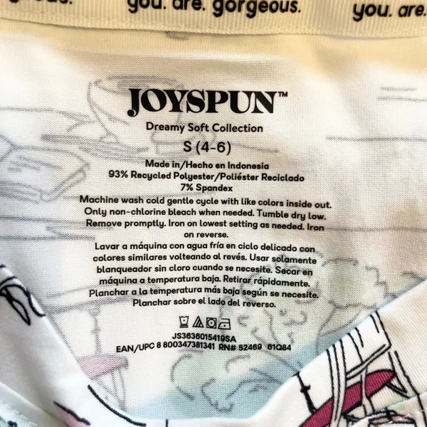 Joyspun Dreamy Soft Paris Cafe Print Pajama Set Short Sleeve Wide Leg Small 4-6 - Image 6
