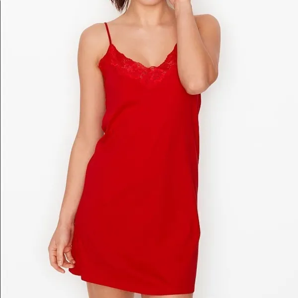 ✨HP✨Victoria's Secret Lipstick Red Pima Cotton Slip✨ - Image 3