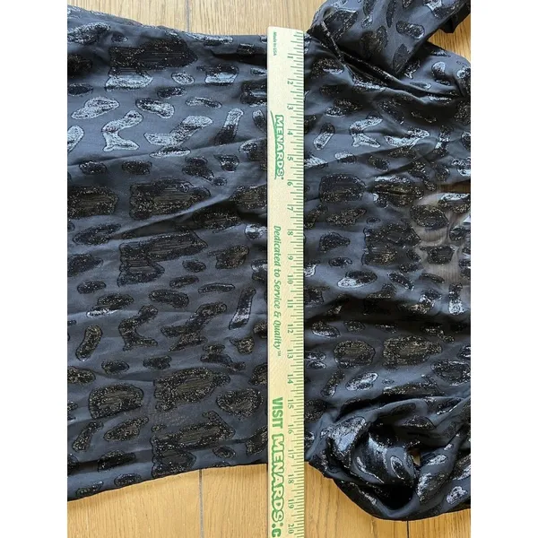 Zara Women XS Black Sheer Long Sleeve‎ Embroidered Top Blouse Ruffle Front - Image 8