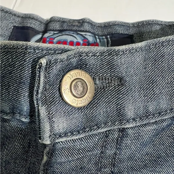 Liquid X Vintage Acid Wash Denim Shorts Red Pocket Embroidery Size 0 - Image 7