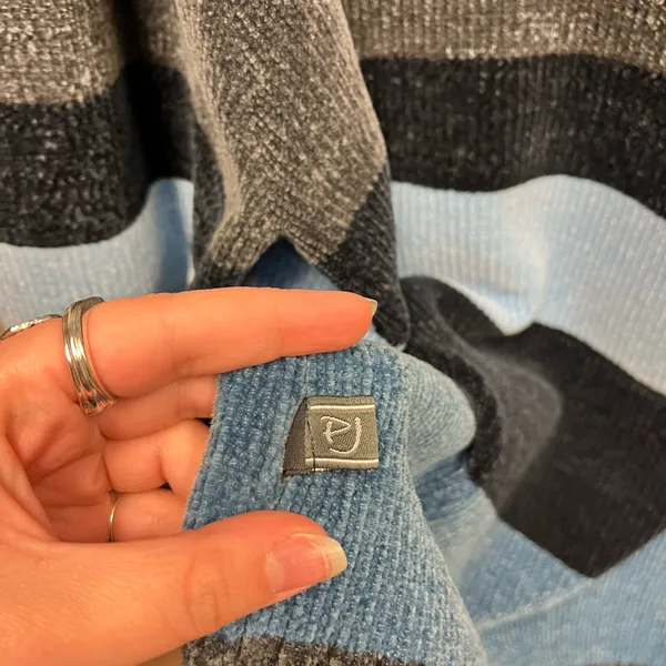 PJ Mark Vintage 90s Blue Chenille Knit Mock Neck Oversized Sweater Y2K Relaxed - Image 4