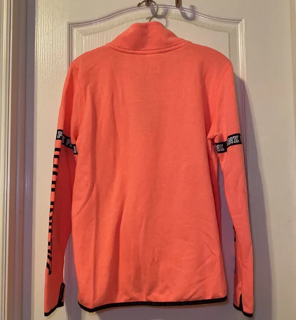 PINK - Victoria's Secret Spellout Quarter Zip Pullover Size Medium NWOT - Image 3